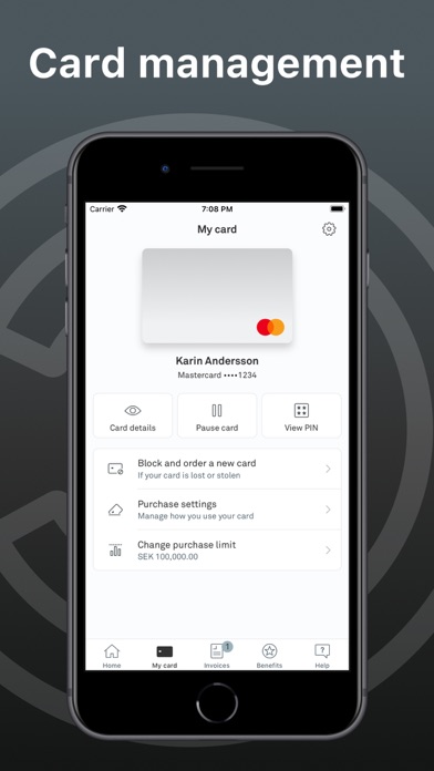 Corporate Card Screenshot