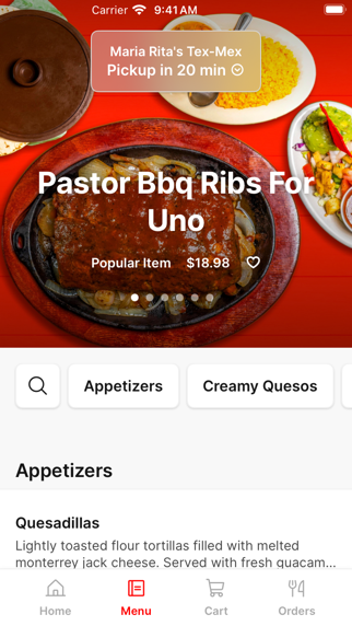 Maria Rita's Tex-Mex iPhone screenshot 2 - Food & Drink app