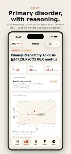 Screenshot von ABG Pro Arterial Blood Gas auf dem iPhone 2