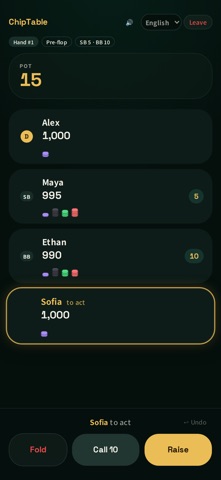 ChipTable - Poker Chip Board iPhone screenshot