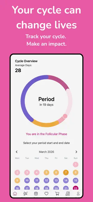 Fena: Period Tracker & Impact iPhone screenshot 1
