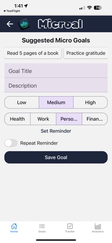 Microal: Goal & Habit Coach screenshot