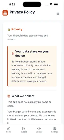 Screenshot von Survival Budget auf dem iPhone 6