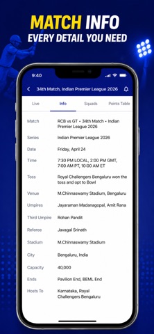 Live Cricket Score Info iPhone screenshot