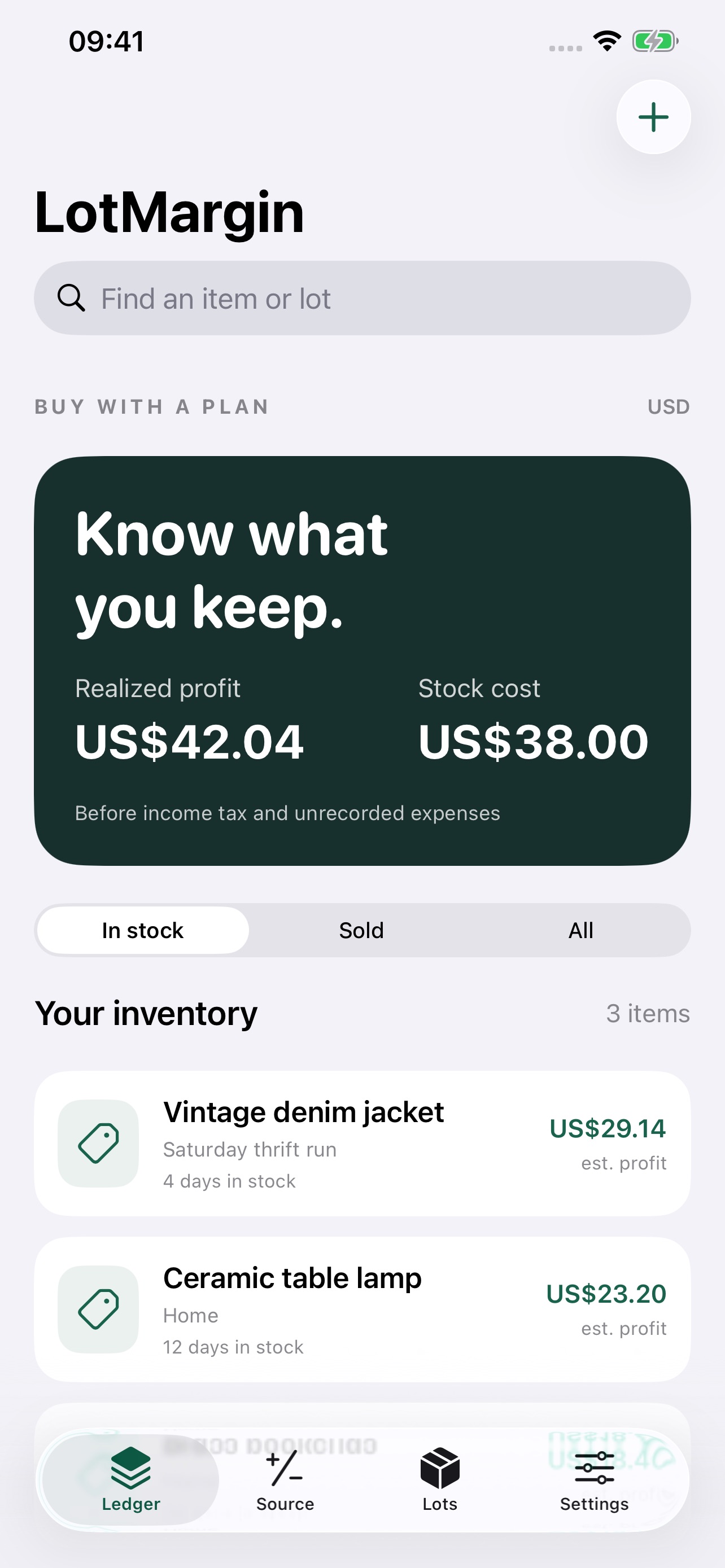 Screenshot 1 of LotMargin: Resale Ledger