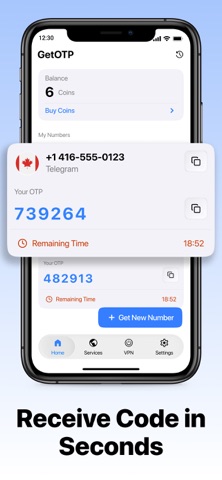 Virtual Number & SMS - GetOTP screenshot