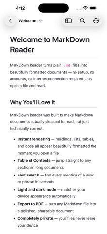MarkDown Reader - MD Viewer iPhone screenshot
