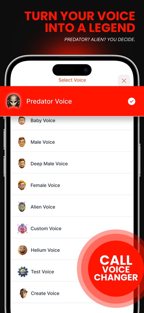 Magic Voice Changer for Calls - このアプリは、通話中に「プレデターボイス」や「エイリアンボイス」など、多様なボイスエフェクトをリアルタイムで適用できます。さらに、ユーザーは「独自のボイス」を作成し、通話をよりパーソナルに演出可能です。