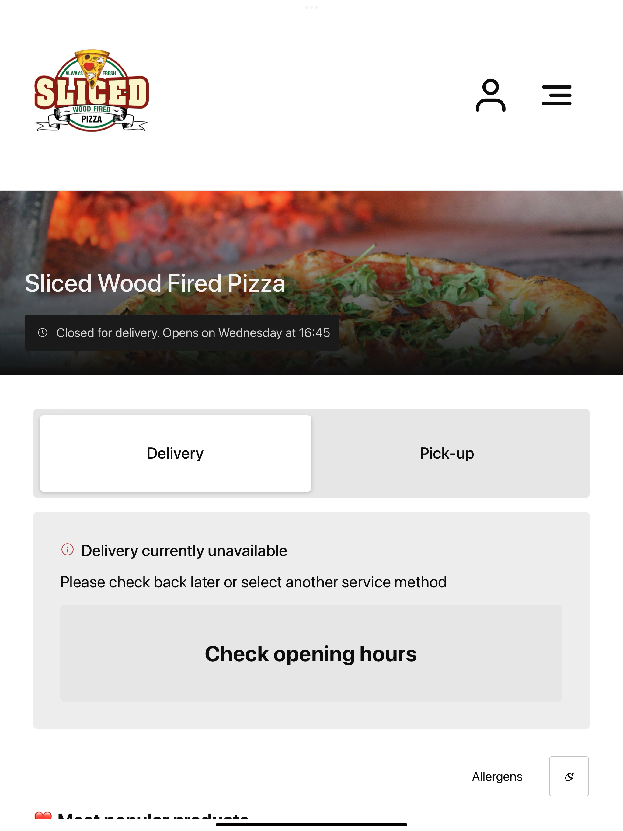 Sliced Wood Fired Pizza