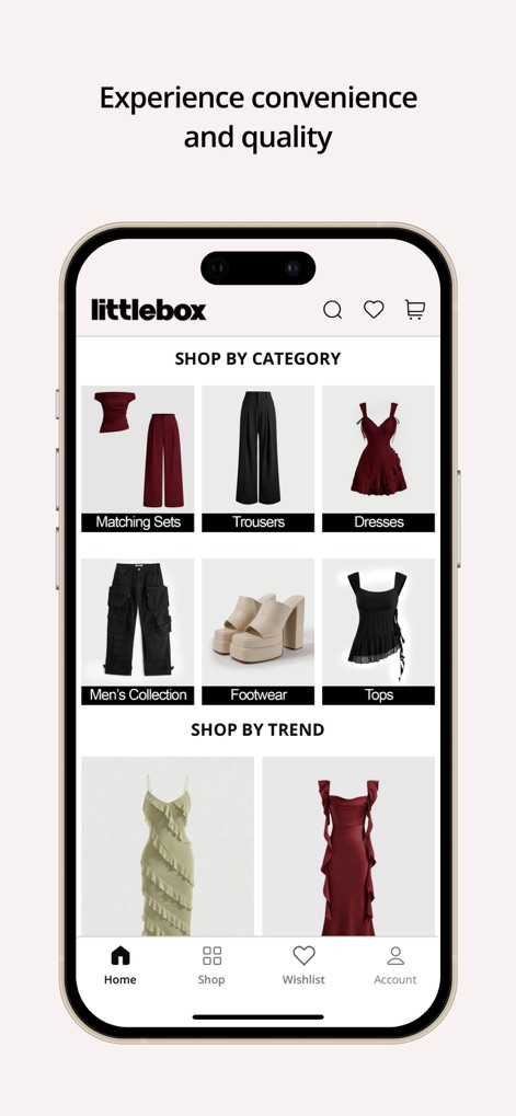 Littlebox - Shop your mood - Navigate the extensive 'SHOP BY CATEGORY' grid to find specific apparel types and explore the dynamic 'SHOP BY TREND' section for the latest fashion movements.
