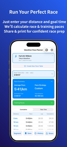 Marathon Pace Planner iPhone screenshot