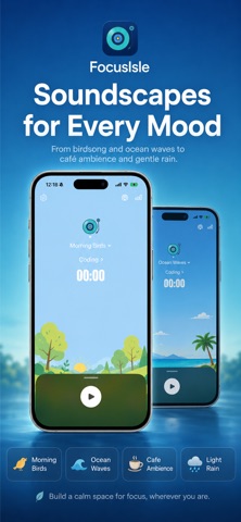 FocusIsle - Deep Work Sounds iPhone screenshot