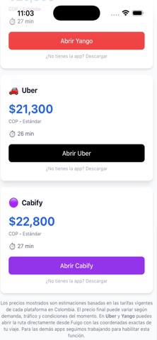 Fuigo Comparador de Transporte iPhone screenshot