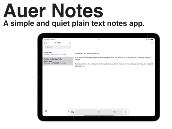 Auer Notes iPad screenshot 1 - Productivity app