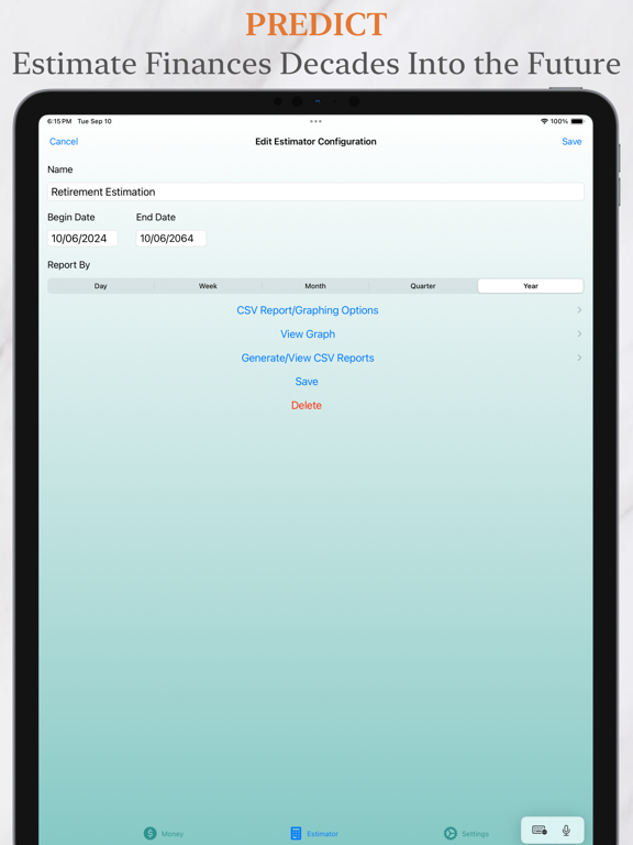 Retirement Estimator iPad screenshot 6 - Finance app