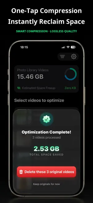 VideoZip: Lossless, -90% Space screenshot 4