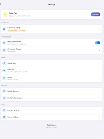 TypeAI: AI Writing Keyboard iPad screenshot