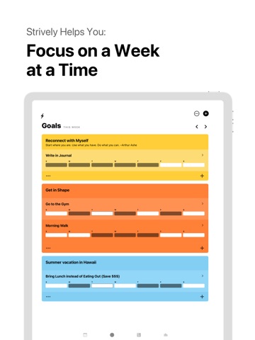 Goals + Habits = Strively iPad screenshot