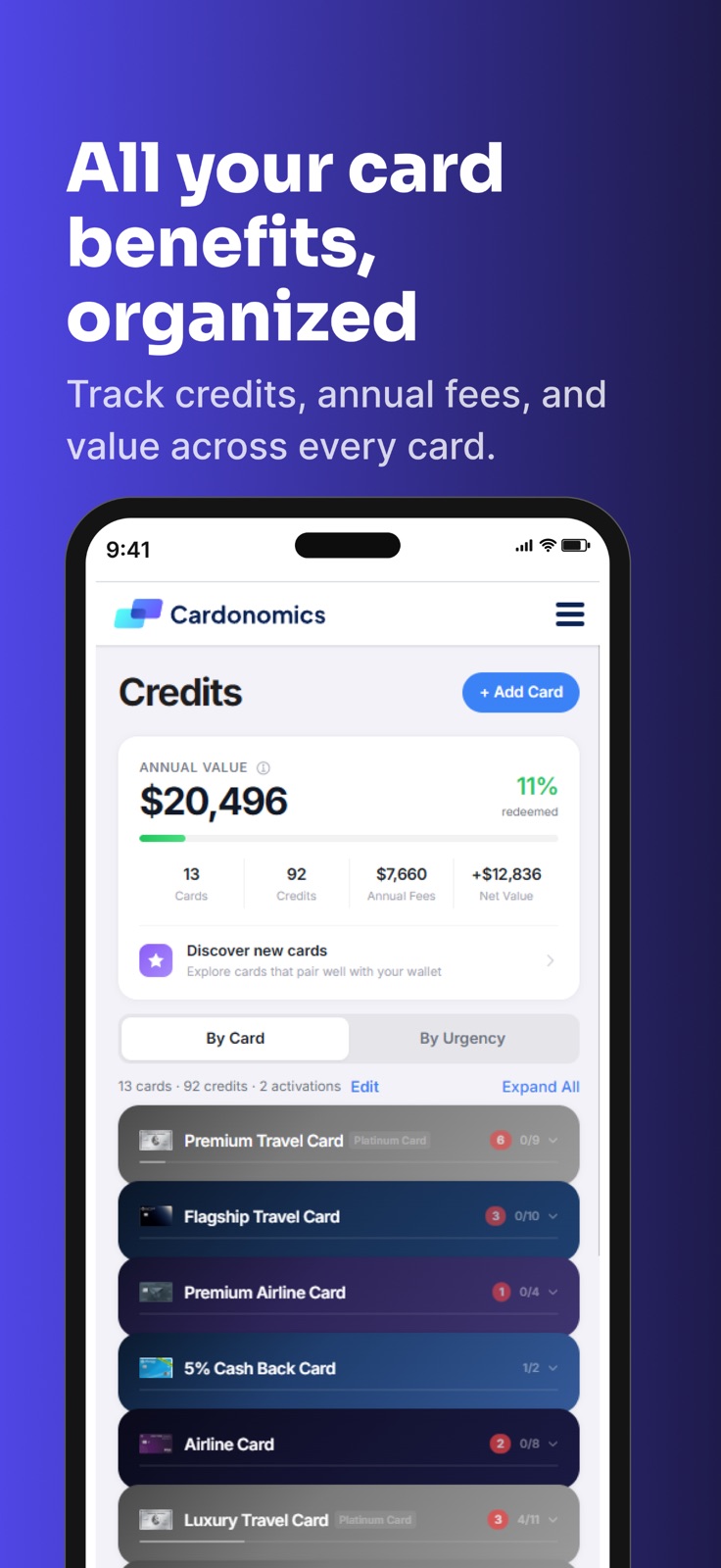 Cardonomics iphone screenshot 1