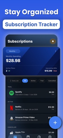 Subscription Tracker: Subflo iPhone screenshot