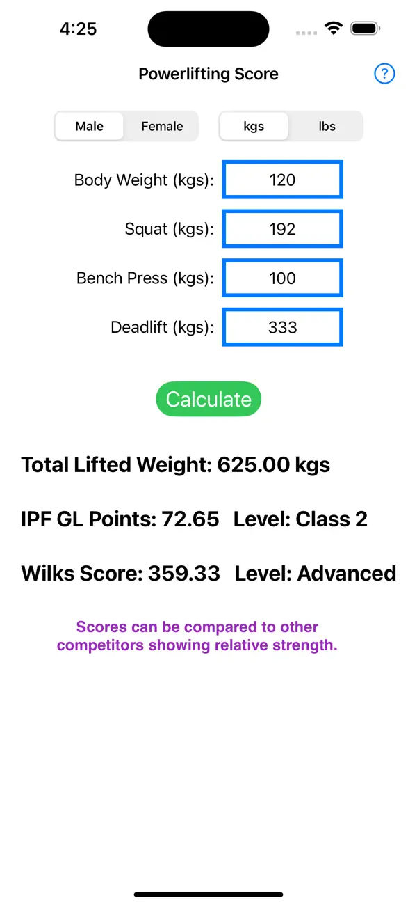 Screenshot #1 pour Powerlifting Score