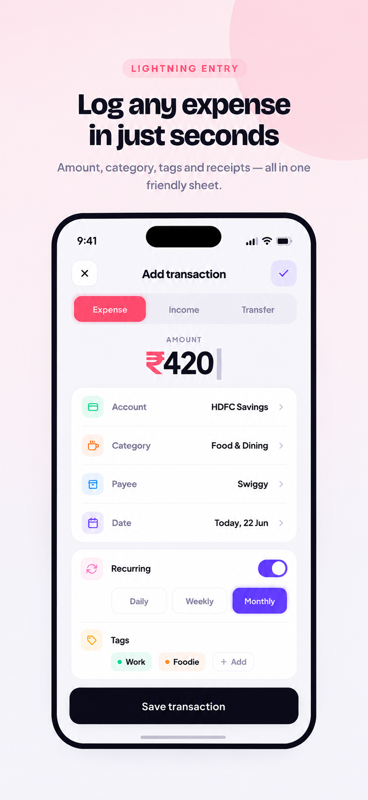 Lunor: Expense Budget Tracker screenshot 2