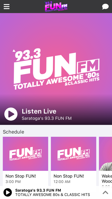 Saratoga's 93.3 FUN FM Screenshot