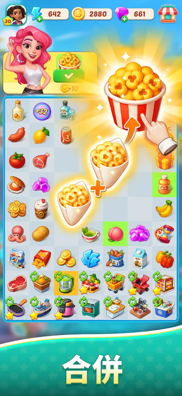 Foodstars: Merge & Cook iOS Mod IPA screenshot 2 - iOS game interface