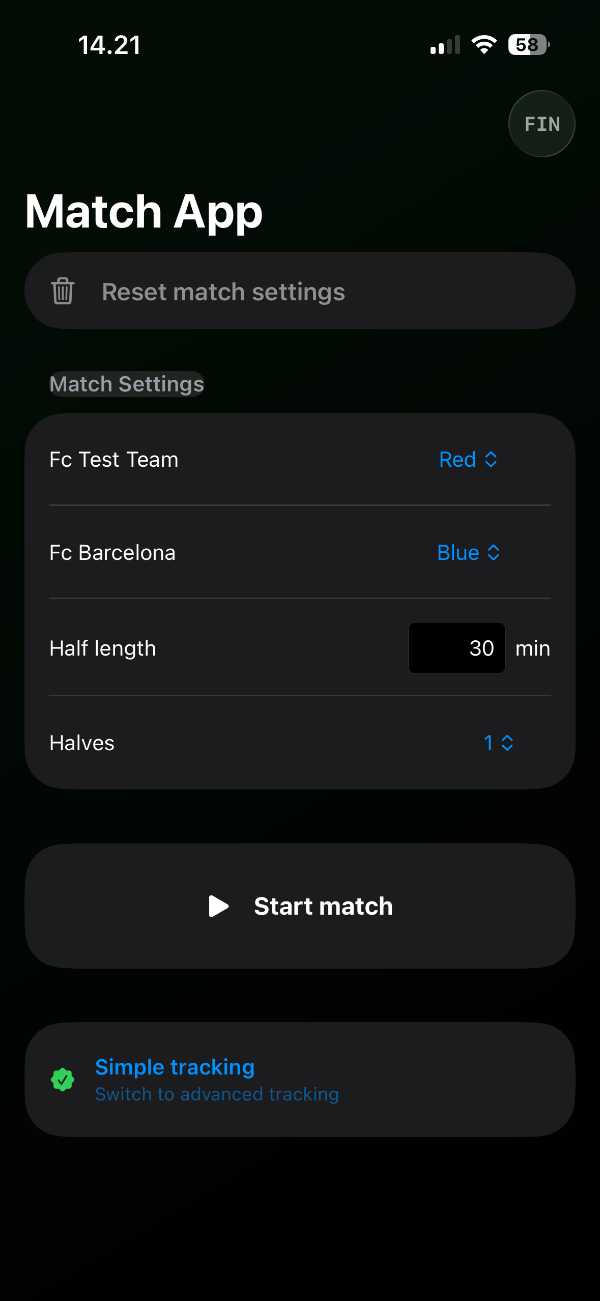 FootballTracker app