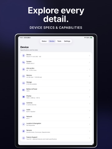 Device Info: System Monitor iPad screenshot 2