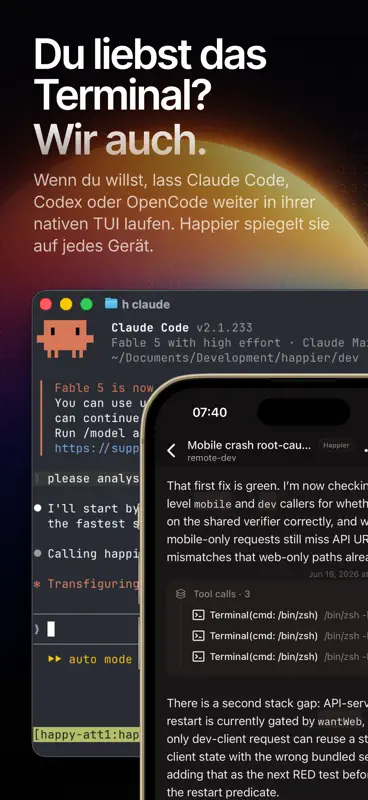 Happier - Claude, Codex remote screenshot 9 of 10