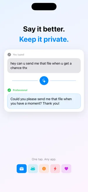 Say Better - AI Text Rewriter screenshot 1