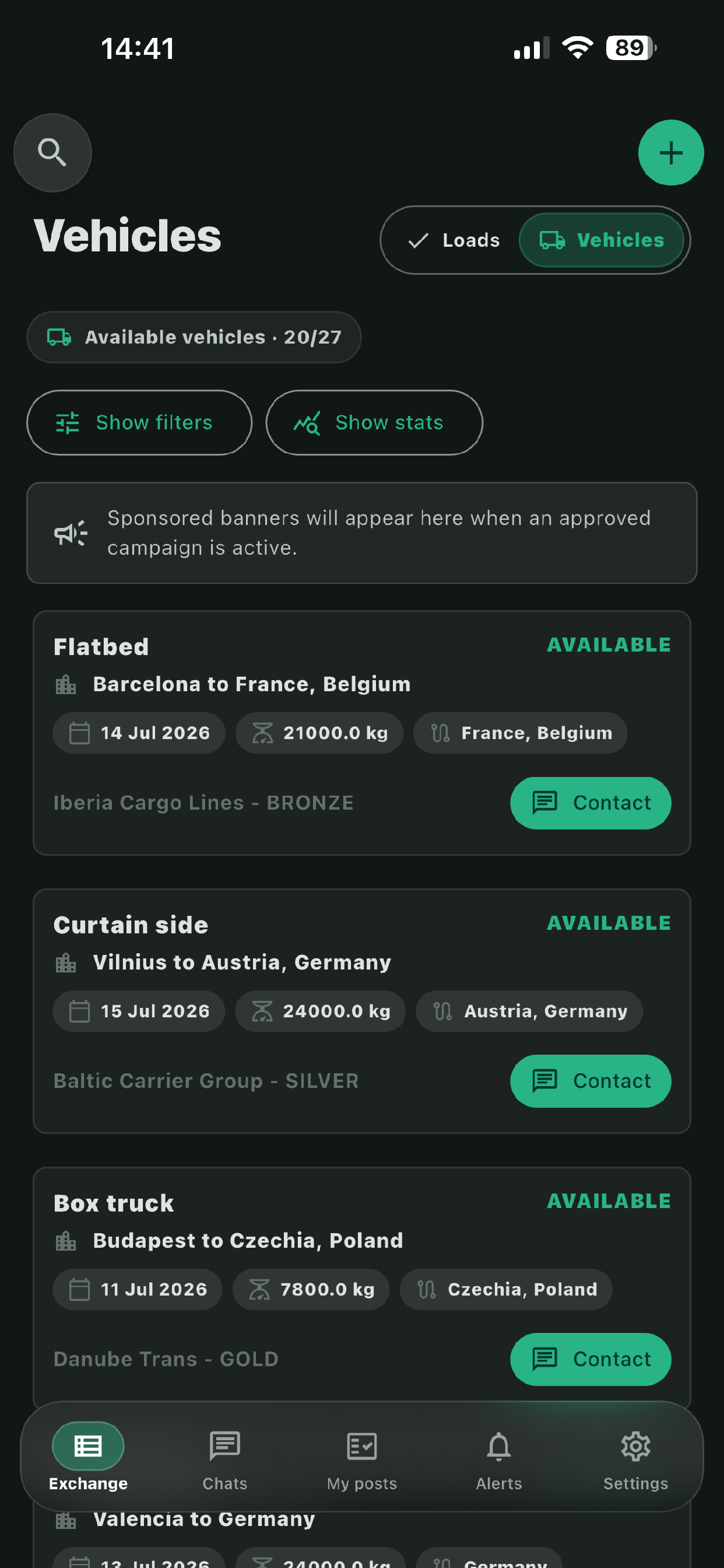 eCargo - Freight Exchange screenshot 3