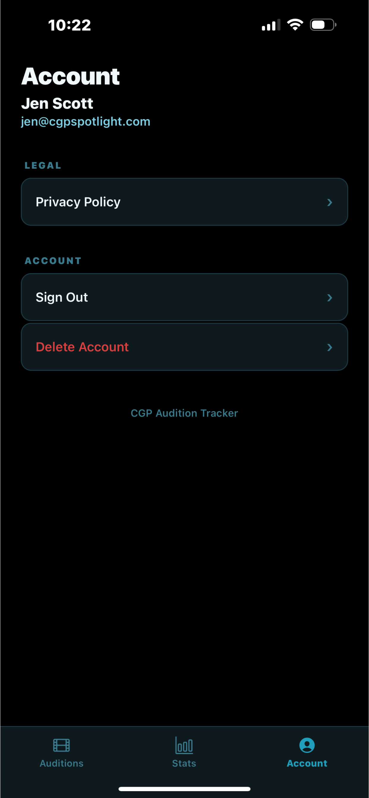 CGP Audition Tracker screenshot 5