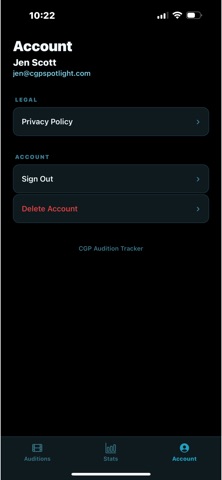 CGP Audition Tracker screenshot