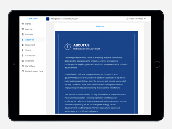 Mongolia Economic Forum 2025 iPad screenshot 6 - Reference app