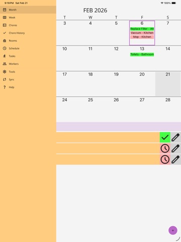 Chore Calendar iPad screenshot