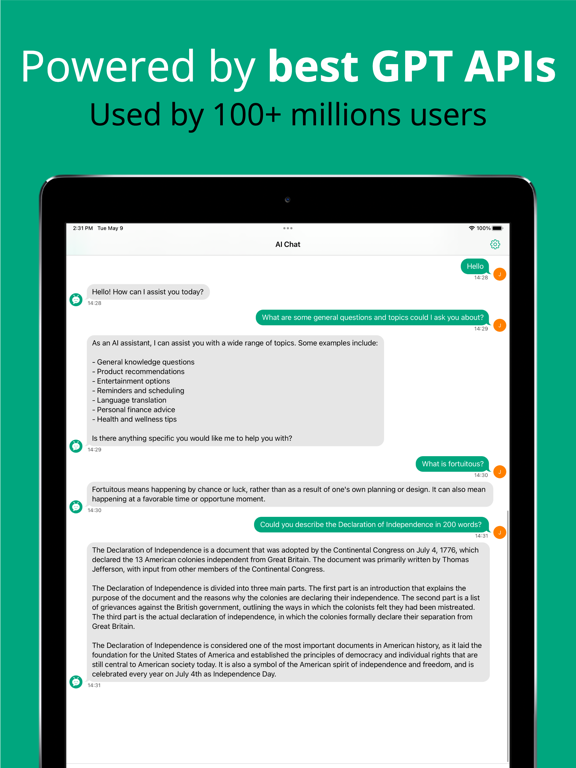 AskAI GPT with ChatGPT Gemini iPad screenshot 1 - Productivity app