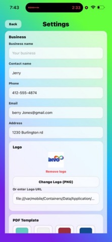 InvoApp screenshot