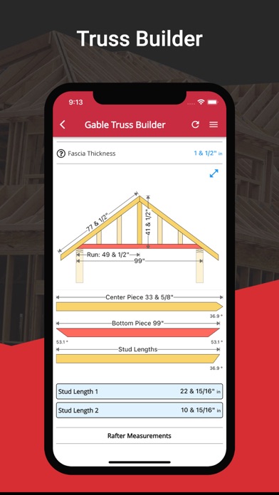 RedX Roof - Rafter Calculator Screenshot