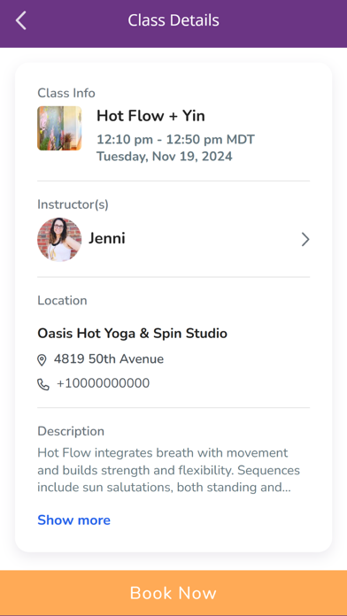 Oasis Hot Yoga Studio Screenshot