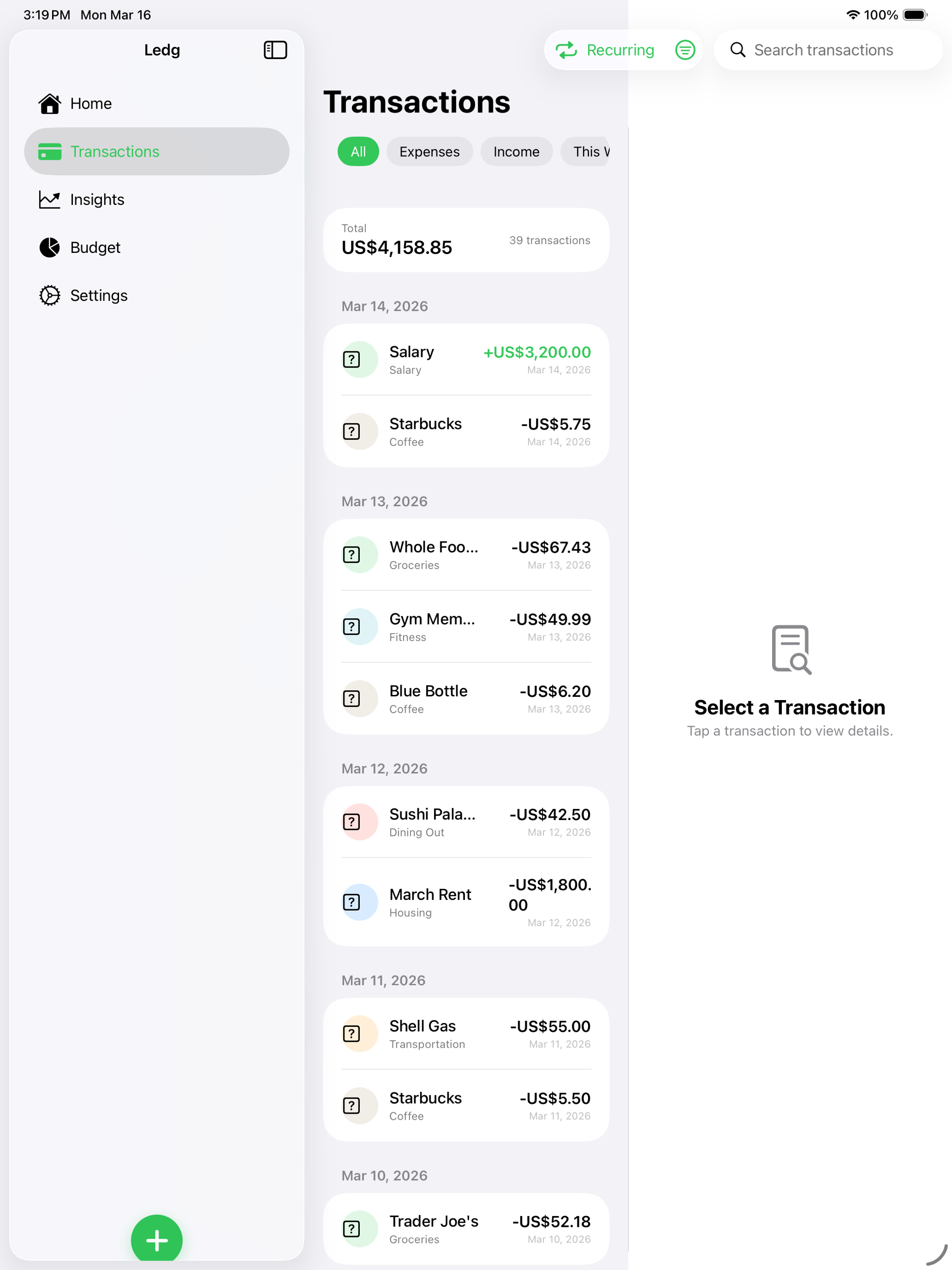 Ledg - Budget Tracker
