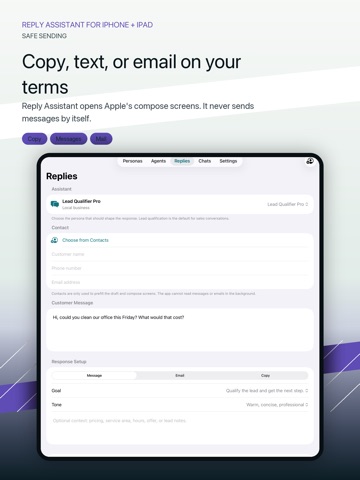 AI Reply Assistant – Business iPad screenshot