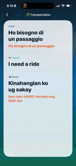 Captura de pantalla de Bisdak Speak en iPhone 5