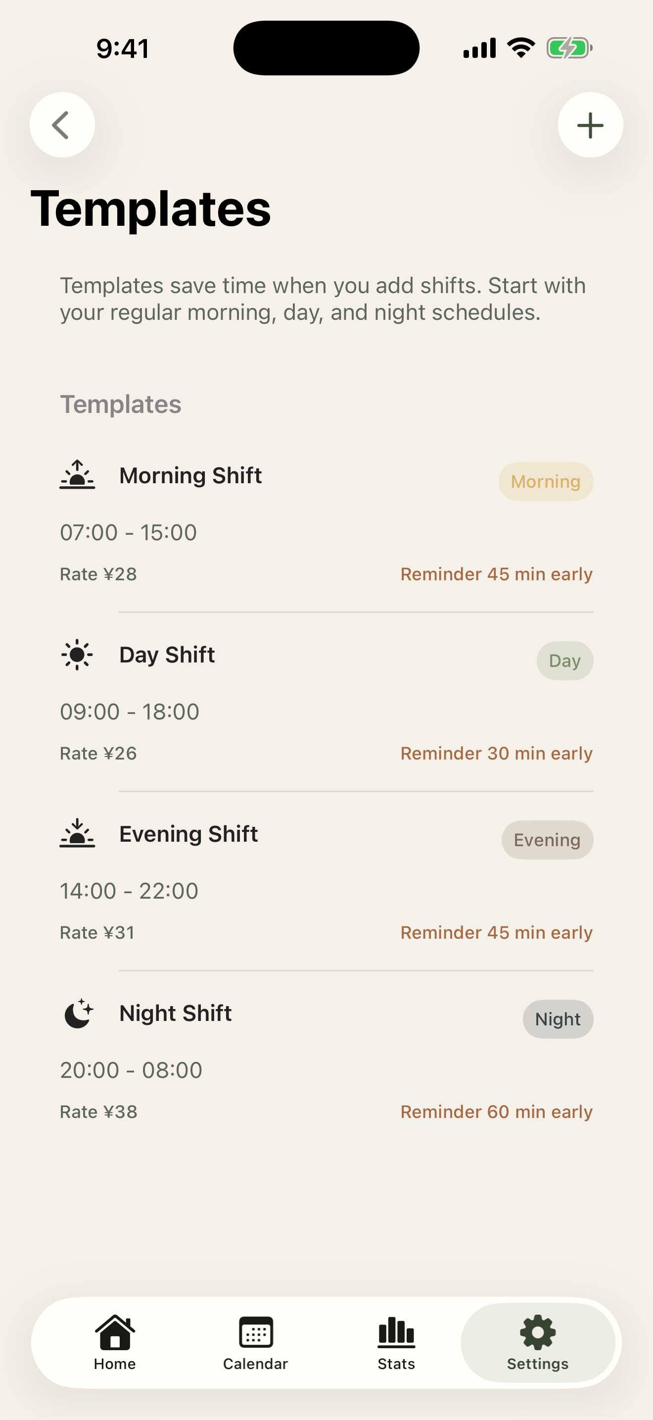 Shift Pocket Calendar