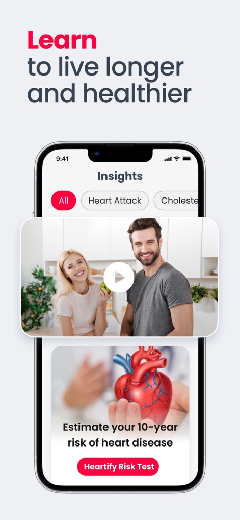 Heartify: Heart Health Monitor - The app provides educational content through video lessons and interactive risk assessments, empowering users with knowledge for a healthier lifestyle.