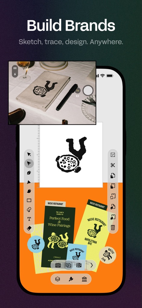 Linearity Curve Graphic Design - 이 앱은 여러 아트보드를 활용하여 'NAIVE RESTAURANT'의 메뉴판과 같은 다양한 브랜드 요소를 한눈에 관리하고, 직관적인 인터페이스를 통해 브랜드 로고 디자인 및 아이덴티티 구축 작업을 효율적으로 수행할 수 있게 합니다.