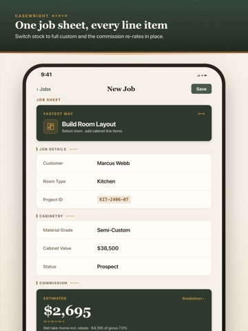 Casewright: Cabinet Job Book iPad screenshot