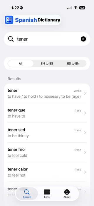 Spanish Dictionary Hola Screenshot 1 of 3