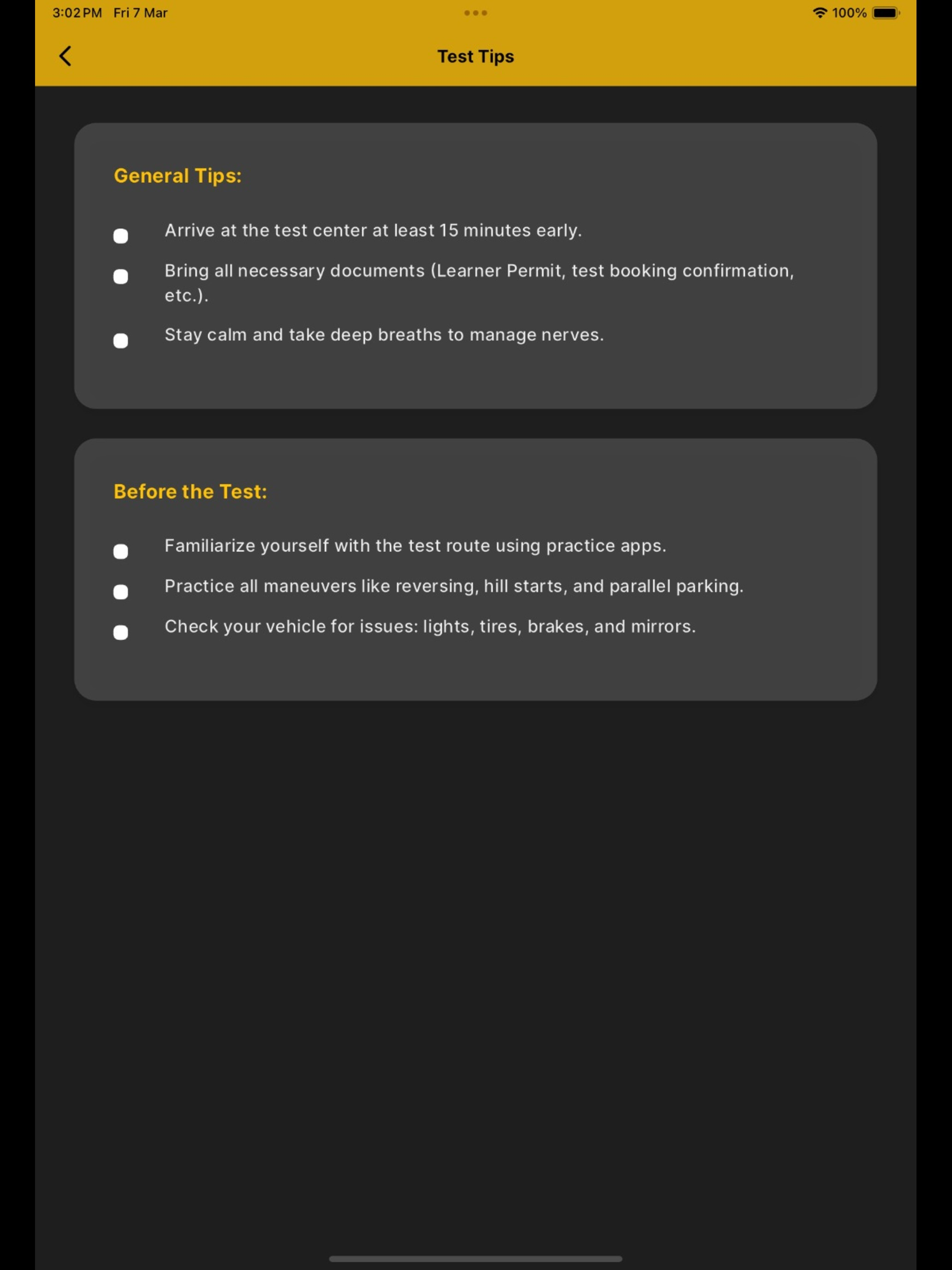 DTR Driving Test Routes